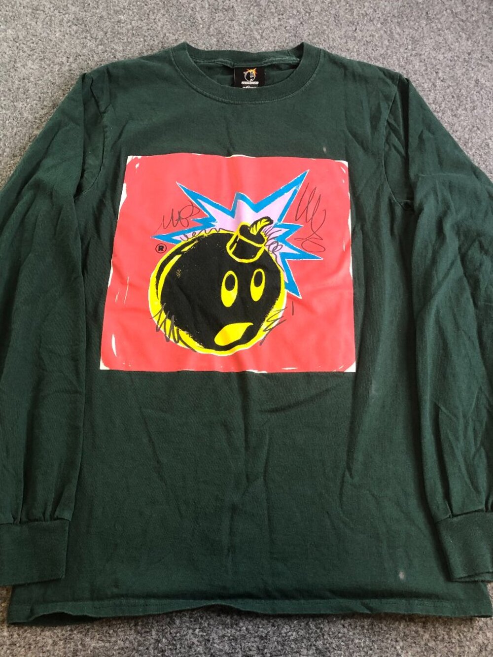 The Hundreds Adam Bomb Shirt Mens Small Green Long Sleeve Graphic Cotton